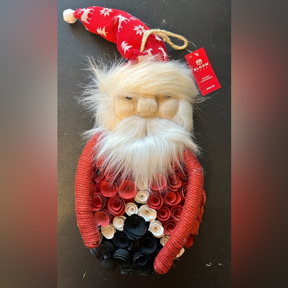 Bloom Room Wall Door Hanging Decor Christmas Holiday Santa Made Of Rosettes